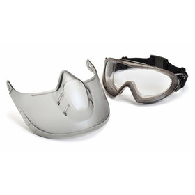 Pyramex Safety Direct/Indirect-Gray Frame/Clear Anti-Fog Lens woth faceshield attachment