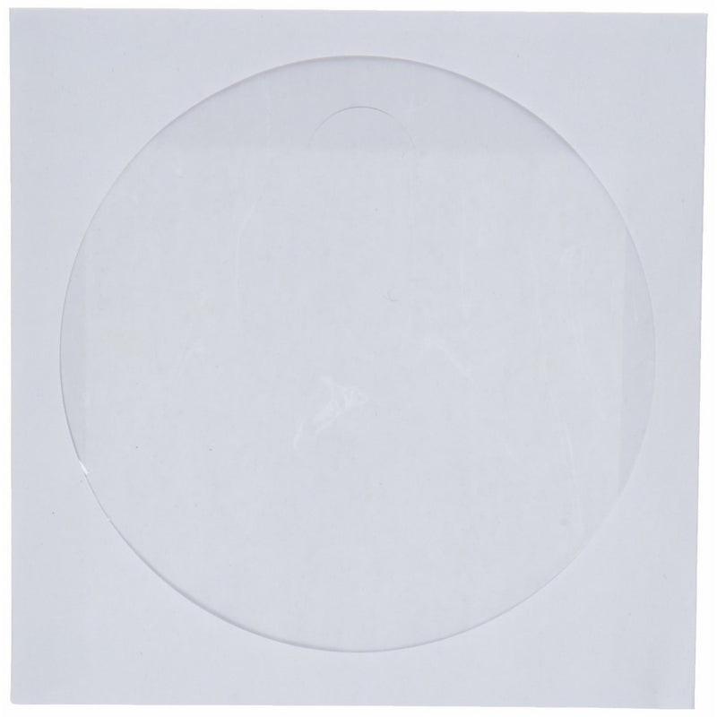 CD/DVD White Paper Sleeves with Clear Window, 250 Pack