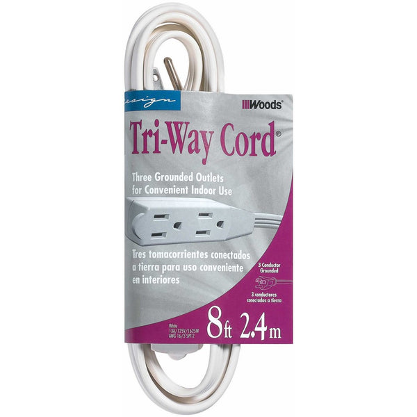 Woods 0609 Cube Extension Cord with Power Tap, 8-Foot, White