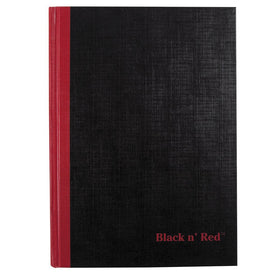 Black n' Red Casebound Hardcover Notebook, 8-1/4" x 5-5/8", Black/Red, 96 Ruled Sheets (E66857)