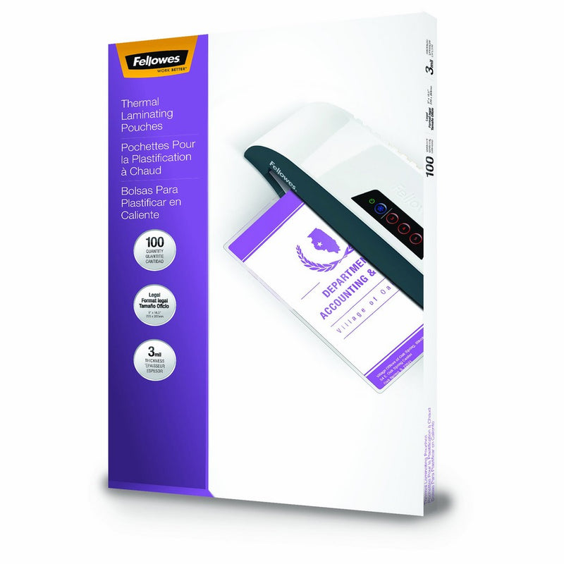 Fellowes Laminating Pouches, Thermal, Legal Size, 3 Mil, 100 Pack (52455)