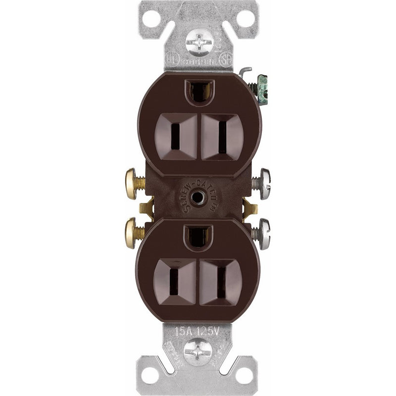 Eaton 270B-SP-L Standard Grade Straight Blade Duplex Receptacle with 15-Amp, 125-Volt, 5-15-NEMA Rating, Brown