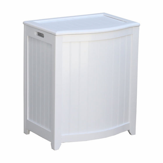 Oceanstar BHP0106W Bowed Front Laundry Wood Hamper, White Finished