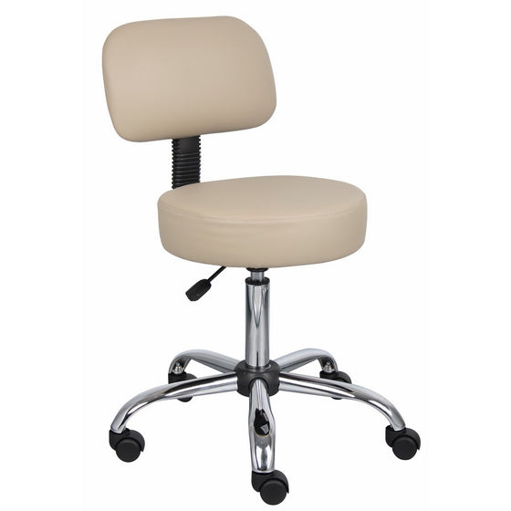 Boss Office Products B245-BG Be Well Medical Spa Stool with Back in Beige