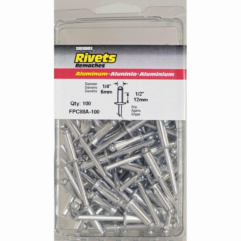 Surebonder FPC88A-100 1/4-inch Aluminum Long Rivets (100 per box)