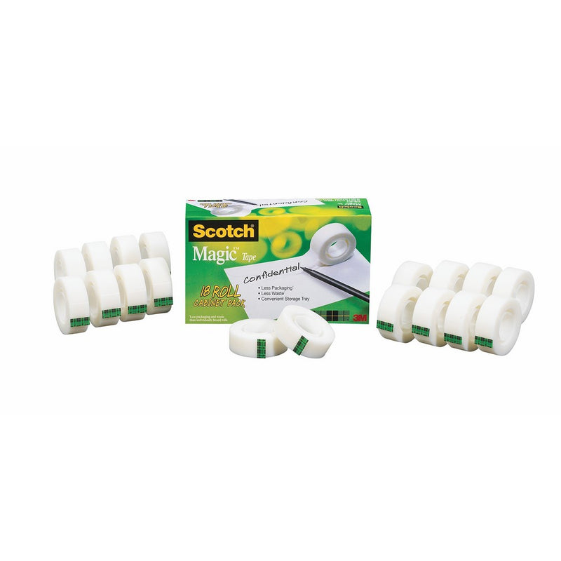 Scotch Brand Magic Tape, Standard Width, 3/4 x 1000 Inches, Cabinet Pack, 18 Rolls (810K18CP)