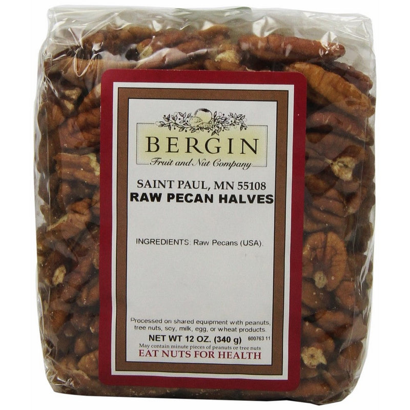 Bergin Nut Company Pecan Halves Raw, 12-Ounce Bags (Pack of 2)