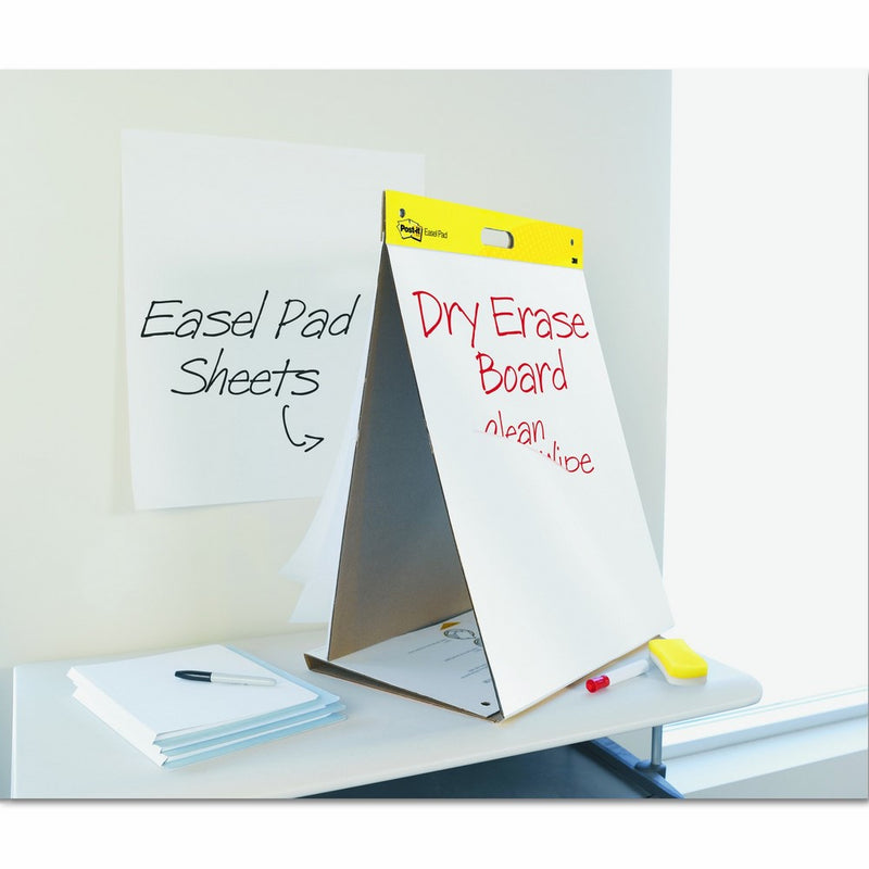 Post-it Super Sticky Tabletop Easel Pad, 20 x 23 Inches, 20 Sheets/Pad, 1 Pad (563 DE), Portable White Premium Self Stick Flip Chart Paper, Dry Erase Panel, Built-in Easel Stand