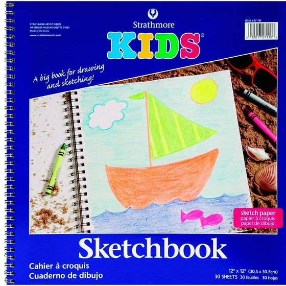 Strathmore 27-110 100 Series Youth Sketchbook, 12"x12" Spiral Bound, 30 Sheets