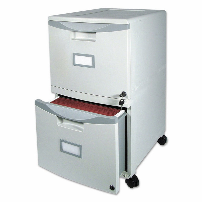 Storex Two-Drawer Mobile File Cabinet with Lock, 14.8 x 18 x 26-Inch, Gray (61301B01C)