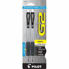 Pilot G2 Mechanical Pencils, 0.7mm HB Lead, Black/Clear Barrels, 2-Pack (31100)