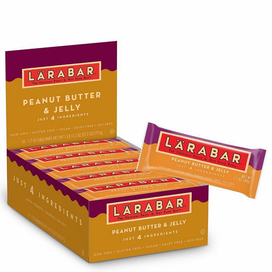 Larabar Gluten Free Bar, Peanut Butter & Jelly, 1.7 oz Bars (16 Count)