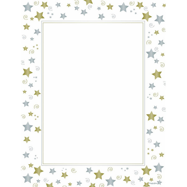 Stars & Swirls Design Paper, Letter Size, White, 40 Sheets