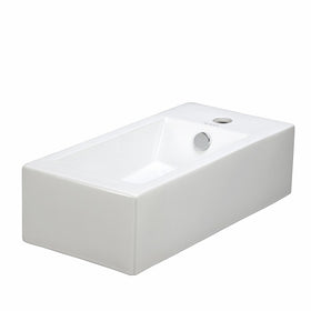 Elite Sinks EC9899-L Porcelain Wall-Mounted Rectangle Left-Facing Sink, White