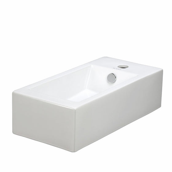 Elite Sinks EC9899-L Porcelain Wall-Mounted Rectangle Left-Facing Sink, White