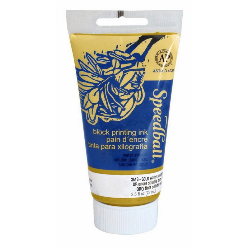 Speedball 3513 Water-Soluble Block Printing Ink – Bold Color With Satin Finish AP Certified 2.5 FL OZ, Gold