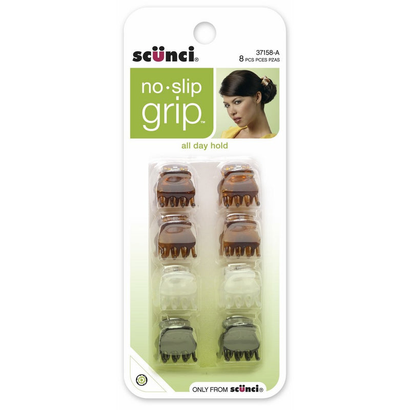 Scunci No-slip Grip Mini Oval Top Jaw Clips, 8 Count