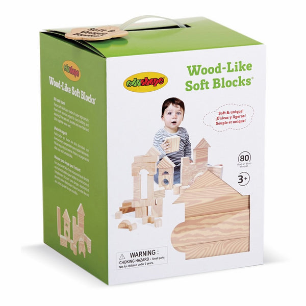 Edushape Wood Like Soft Blocks, 80 Piece