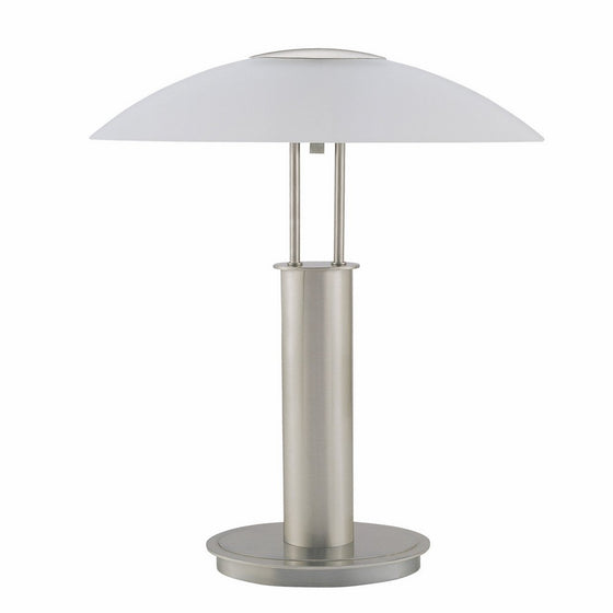 ORE International 6276 18-Inch Touch Table Lamp, Brushed Nickel with Glass Mushroom Lamp Shade