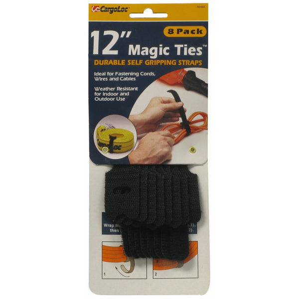 CargoLoc 32494 Magic Ties, 12-Inch x 9/16-Inch, Black