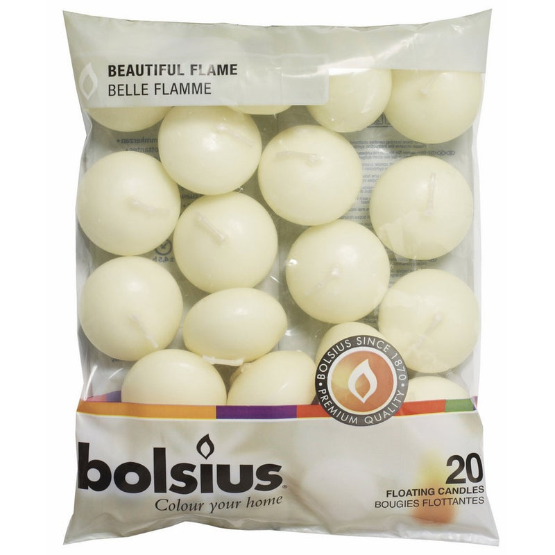 Bolsius Pack of 20 Ivory Floating Candles 1.3/4 Inch