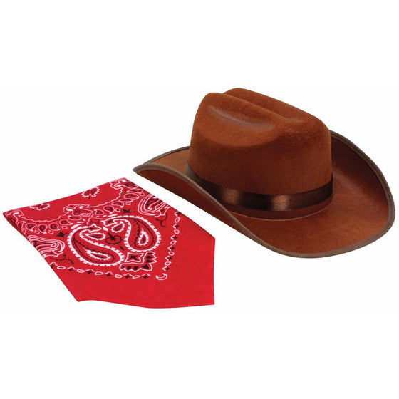 Aeromax Junior Cowboy Hat with Bandanna, Brown