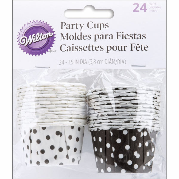 Wilton Party Nut Cups, Black/White Dots, 1-1/4-Ounce, 24-Count