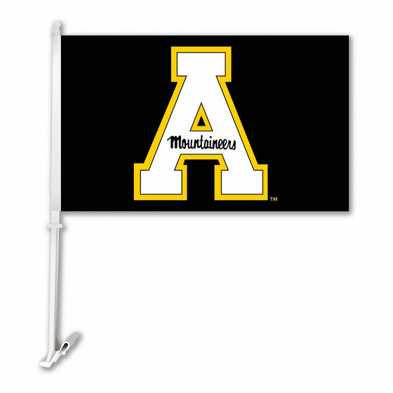 NCAA Appalachian State Mountaineers Black Car Flag with Wall Bracket