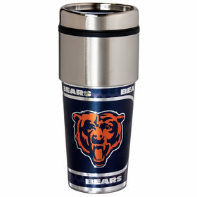 NFL Chicago Bears 16 oz. Stainless Steel Travel Tumbler with Metallic Graphics, One Size, Team Color