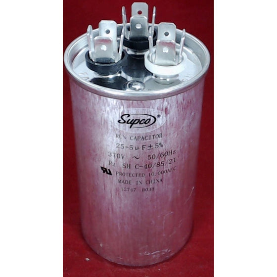 Dual Run Capacitor, Round, 25 5 Mfd., 370 Volt, CD255X370R