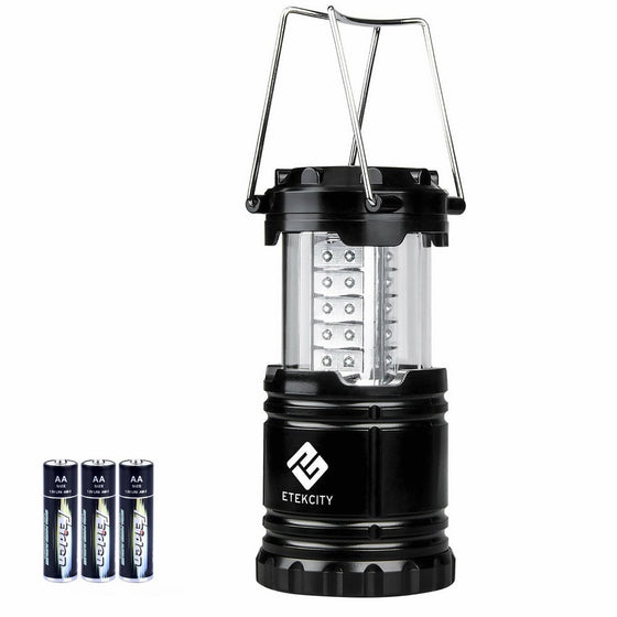 Etekcity Portable LED Camping Lantern with 3 Batteries - Survival Kit for Emergency, Hurricane, Power Outage (Black, Collapsible) (1 Pack)