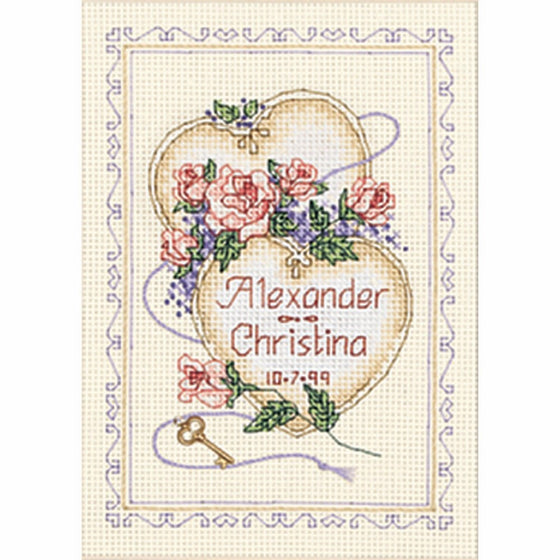 Dimensions - United Hearts Wedding Record Mini Counted Cross Stitch Kit - 5"X7"