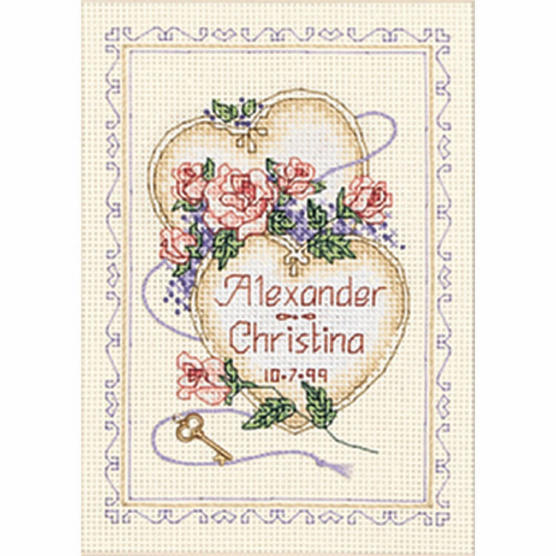 Dimensions - United Hearts Wedding Record Mini Counted Cross Stitch Kit - 5"X7"