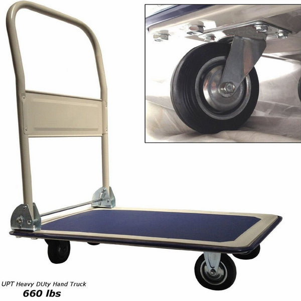 Lavohome Super Heavy Duty Platform Truck Hand Cart - Folding Collapsible Warehouse Dolly - 660 Lbs Capacity