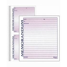Adams Spiral Memo Book, 5.5 x 11 Inch, 2-Part, Carbonless, 2 Memos per Page, 50 Pages, White and Canary (SC1157)