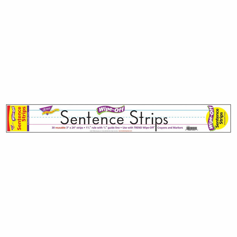 Trend 4001-01.T4001 Wipe-Off Sentence Strips, 24 x 3, White, 30/Pack (TEPT4001)