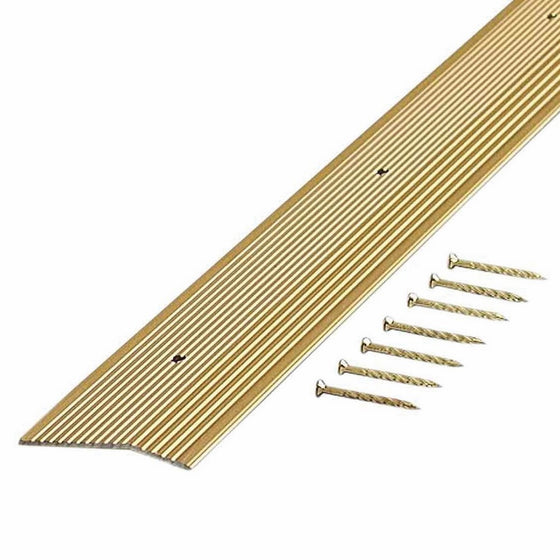 M-D Building Products 79152 Fluted 1-3/8-Inch by 72-Inch Carpet Trim, Satin Brass