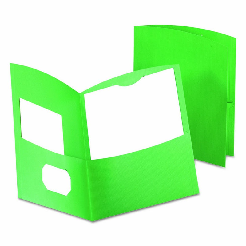 Oxford Contour Twin Pocket Folders, Green, 25 Per Box (5062560)