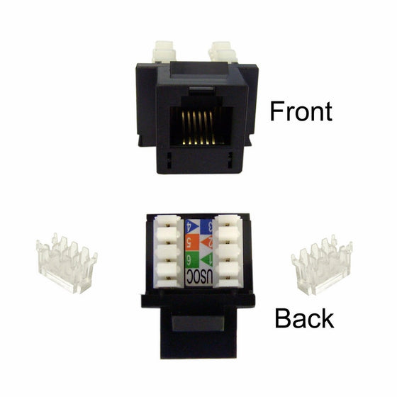 CableWholesale RJ11 / RJ12 Vertical Termination Keystone Jack, Black (320-120BK)