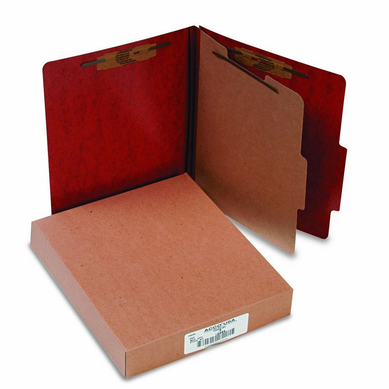 ACCO 15004 20-Pt PRESSTEX Classification Folders, Letter, 4-Section, Red (Box of 10)