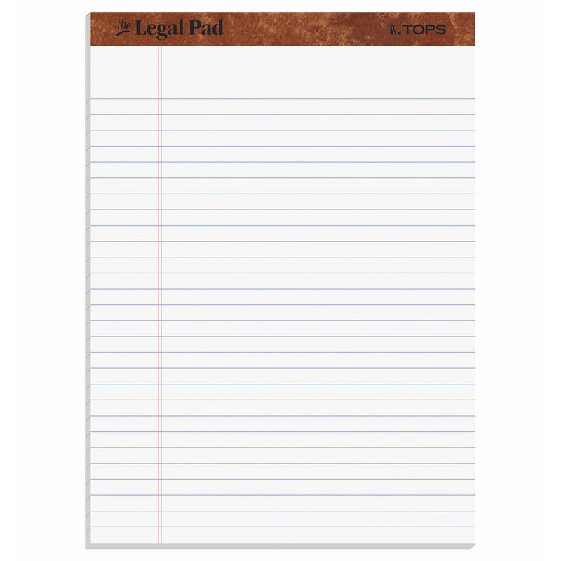 TOPS The Legal Pad Writing Pads, 8-1/2" x 11-3/4", Legal Rule, 50 Sheets, 12 Pack (7533)