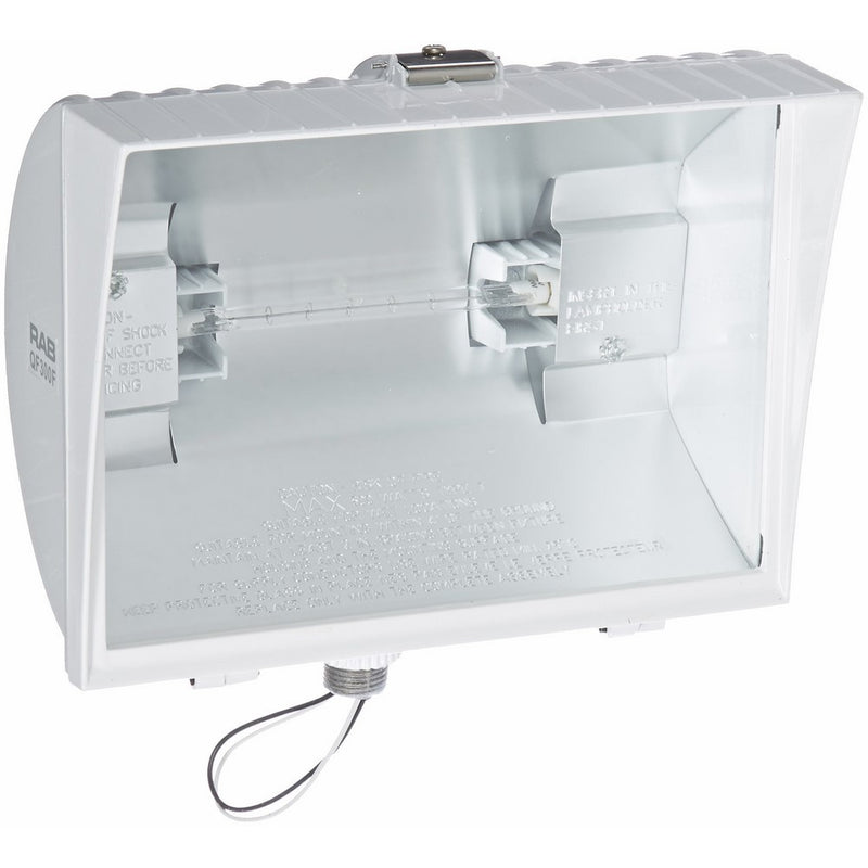 RAB Lighting QF300FW Quartz Curve Floodlight, Aluminum, 300W Power, 6100 Lumens, 120V, White