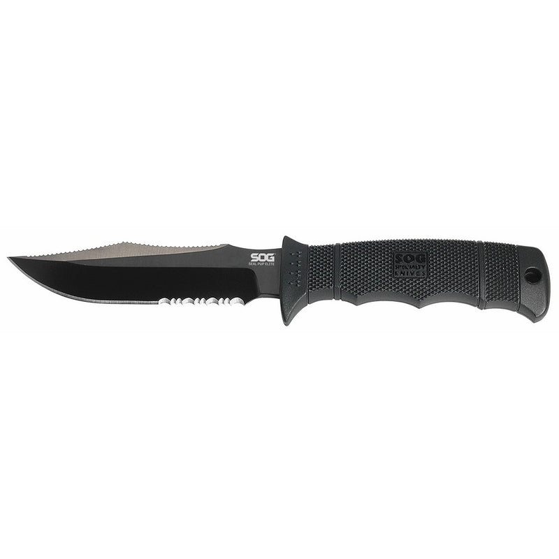 SOG E37TN-CP Seal Pup Elite-Nylon Sheath-black TiNi Partial Serrated