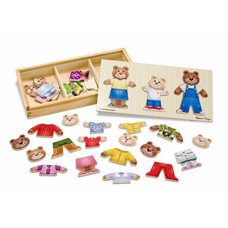 Melissa & Doug Mix 'n Match Wooden Bear Family Dress-Up Puzzle With Storage Case (45 pcs)