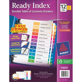 Avery Ready Index Table of Contents Dividers, 12-Tab Set , 3 Sets (11073)
