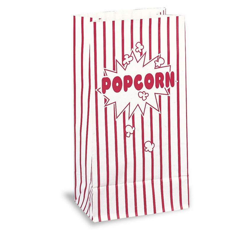 Red & White Striped Paper Popcorn Bags, 10ct