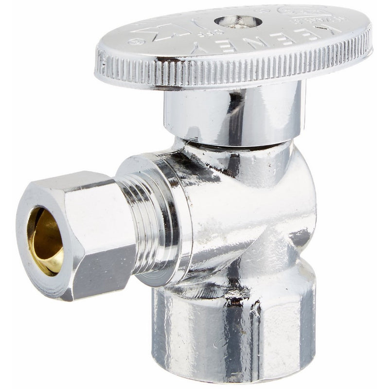 Keeney 2048PCLF 1/2-Inch FIP by 3/8-Inch O.D. Lead Free Quarter Turn Angle Valve, Chrome