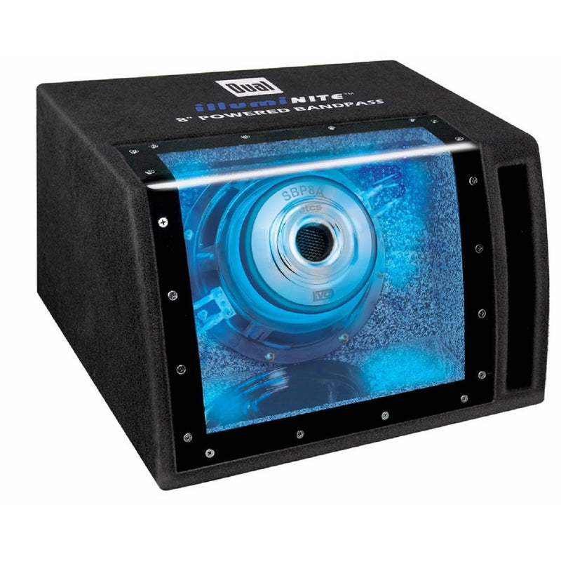 Dual Electronics SBP8A 8 inch illumiNITE High Performance Powered Enclosed Subwoofer with Built-In Amplifier & 160 Watts of Peak Power