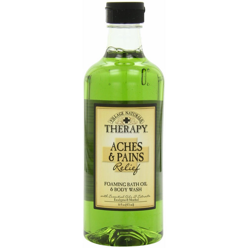 Village Naturals Therapy Foaming Bath Oil, Aches and Pains, 16 Ounce