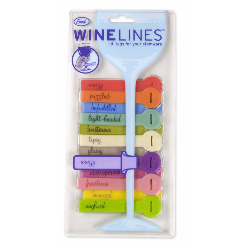 Fred WINE LINES Drink Markers, Euphemisms, Set of 12